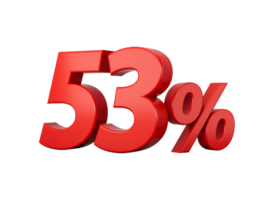 3d Red 53 Percent Fifty three Percent Sign  3d illustration png