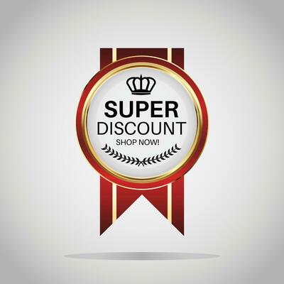 Luxury golden red sale badges and labels. Retro vintage sale circle badge design