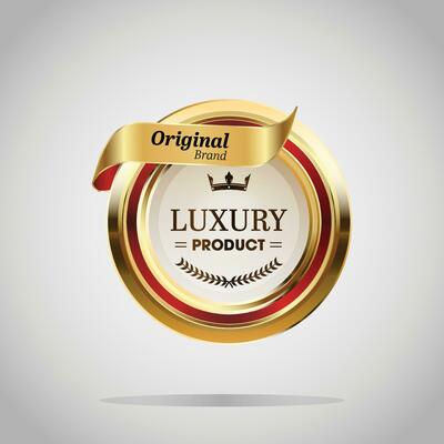 Luxury golden red badges and labels. Retro vintage circle badge design