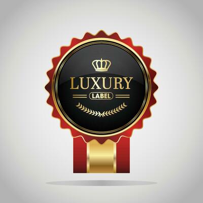 Luxury golden red badges and labels. Retro vintage circle badge design