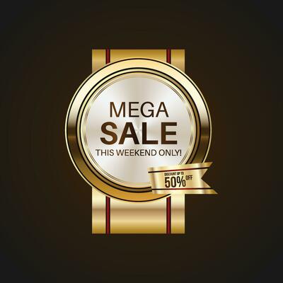 Luxury golden sale badges and labels. Retro vintage sale circle badge design