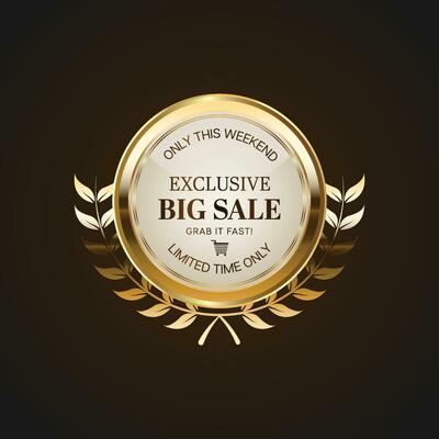 Luxury golden sale badges and labels. Retro vintage sale circle badge design