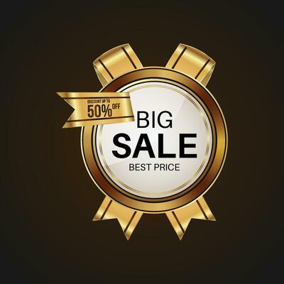 Luxury golden sale badges and labels. Retro vintage sale circle badge design
