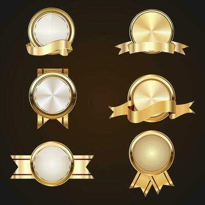 Luxury golden badges and labels. Retro vintage circle badge design