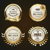 Luxury golden sale badges and labels. Retro vintage sale circle badge design vector