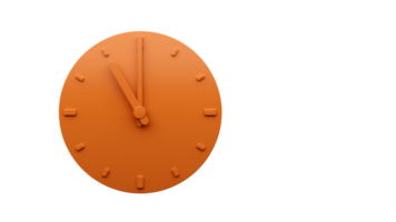 Minimal Orange clock Eleven 11 o'clock abstract Minimalist wall clock 3d Illustration png