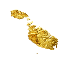 Malta Map Golden metal Color Height map  3d illustration png