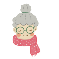 Cute grandma cartoon Christmas Character Isolated Illustration png