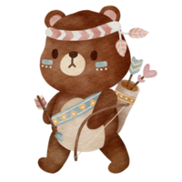 fofa bebê Urso de pelúcia Urso desenho animado tribal floresta bosque animal personagem. png