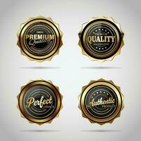 Luxury golden badges and labels. Retro vintage circle badge design vector