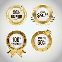 Luxury golden sale badges and labels. Retro vintage sale circle badge design vector