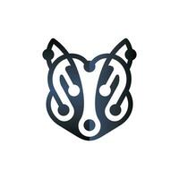 Animal Badger Head Technology connection network logo design template, element graphic illustration design icon vector