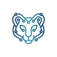 Cheetah Face Technology with circuit line modern logo, suitable for your company vector