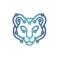 leopardo cara tecnología con circuito línea moderno logo, adecuado para tu empresa vector