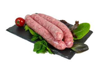 Tasty sausages and vegetables isolated over transparent background png illustration