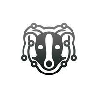 Badger Face Circuit Technology modern logo design, connection network logo template vector