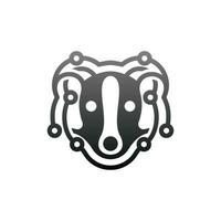 Badger Face Circuit Technology modern logo design, connection network logo template vector