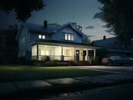 Modern attractive house exterior AI Generative photo
