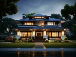 Modern attractive house exterior AI Generative photo