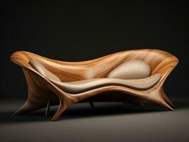 3D model of a modern couch made from wood AI Generative photo