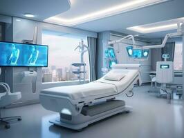High tech hospital room of the future AI Generative photo