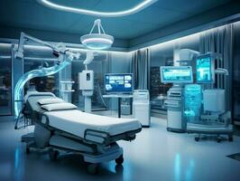 High tech hospital room of the future AI Generative photo