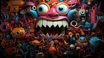 Background 3d doodle monster photo