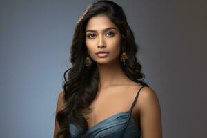 hermosa indio nacionalidad mujer modelo retratos con generativo ai foto