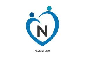 Creative latter N with man unity combination icon logo vector