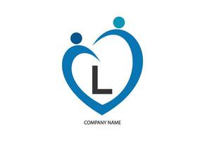 Creative latter L with man unity combination icon logo vector