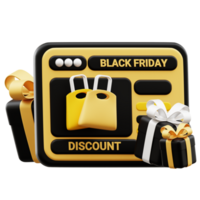 3d icono sitio web negro viernes descuento compras. png