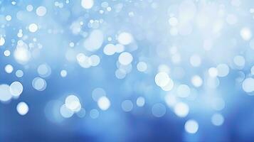 White Bokeh Circle Lights on Blue Background for Abstract Lighting Effect. AI Generated photo