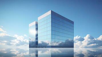oficina edificio en contra un claro azul cielo antecedentes. ai generado foto