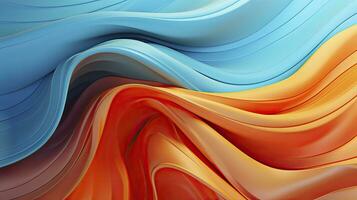 Abstract Wallpaper. Dark Orange and Light Cyan Colors in a Sea of Waves. AI Generated photo