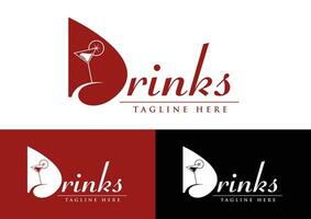 Wine and drinks logo template vector