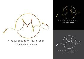 Letter M premium handwritten signature logo vector