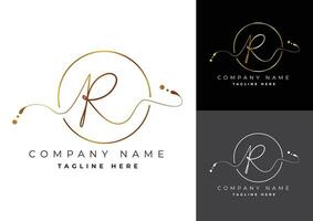 Letter R premium handwritten signature logo vector