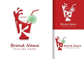 Letter K fresh juice logo design template vector