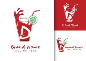 Letter D fresh juice logo design template vector