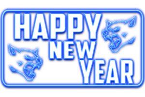 happy new year 3d text light and tiger effect png