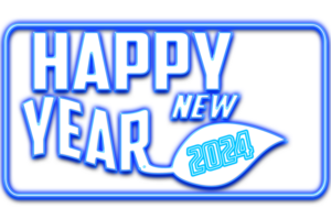 happy new year 2024 - 3d text Glow light effect png