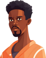 svart afrikansk man tecknad serie avatar karaktär, ai generativ png