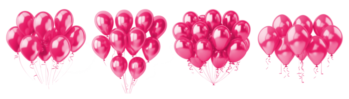 Set of Pink air balloons. Metallic pink air balloons isolated on transparent background. for anniversary, birthday, wedding, party. Generative AI png