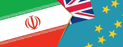 Iran and Tuvalu flags, two vector flags.