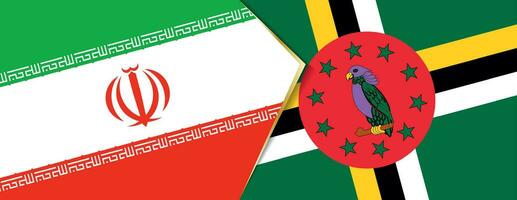 Iran and Dominica flags, two vector flags.