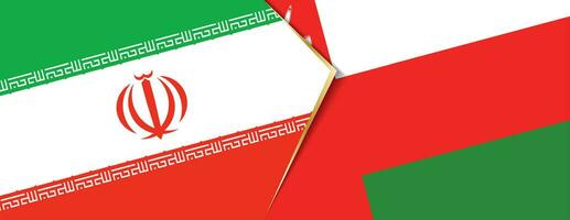 Iran and Oman flags, two vector flags.