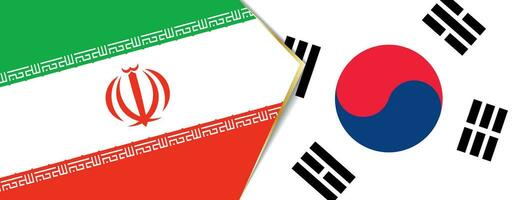 Iran and South Korea flags, two vector flags.
