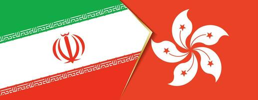 Iran and Hong Kong flags, two vector flags.