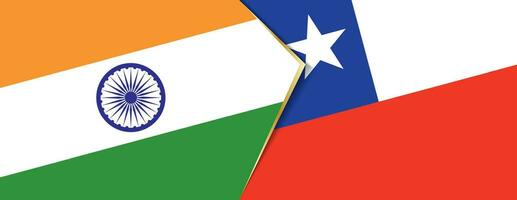 India y Chile banderas, dos vector banderas