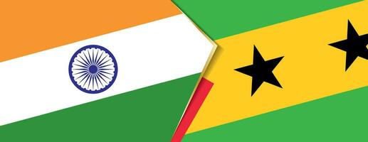 India and Sao Tome and Principe flags, two vector flags.